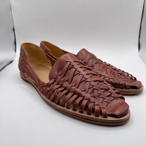 Nisolo Men's 13 Brandy Leather Woven Huarache Sandals New in Box